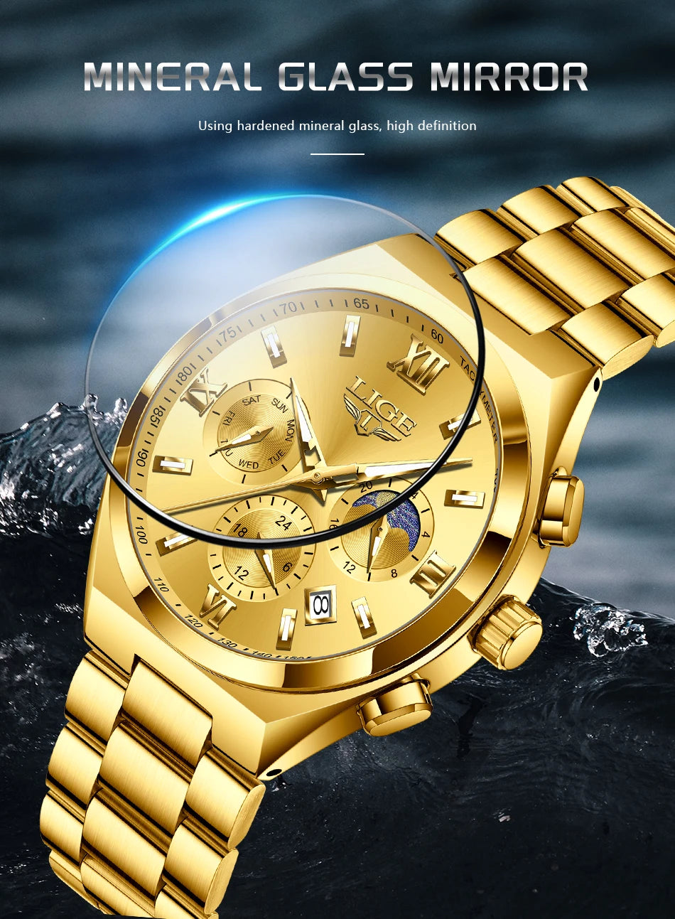 LIGE Watches For Women Elegant Luminous Date Women's Quartz Watches Stainless Steel Sports Waterproof Bracelet Watch Women Gift