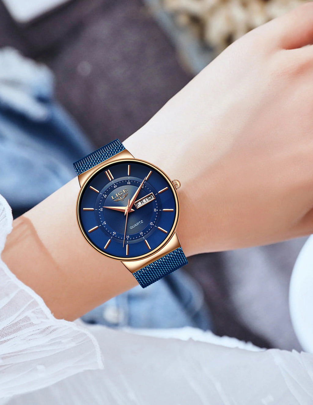 LIGE 2026 Women's Watch Elegant Weekly Calendar Quartz Waterproof Watch for Women Luxury Women Watches Fashion Reloj de Mujer