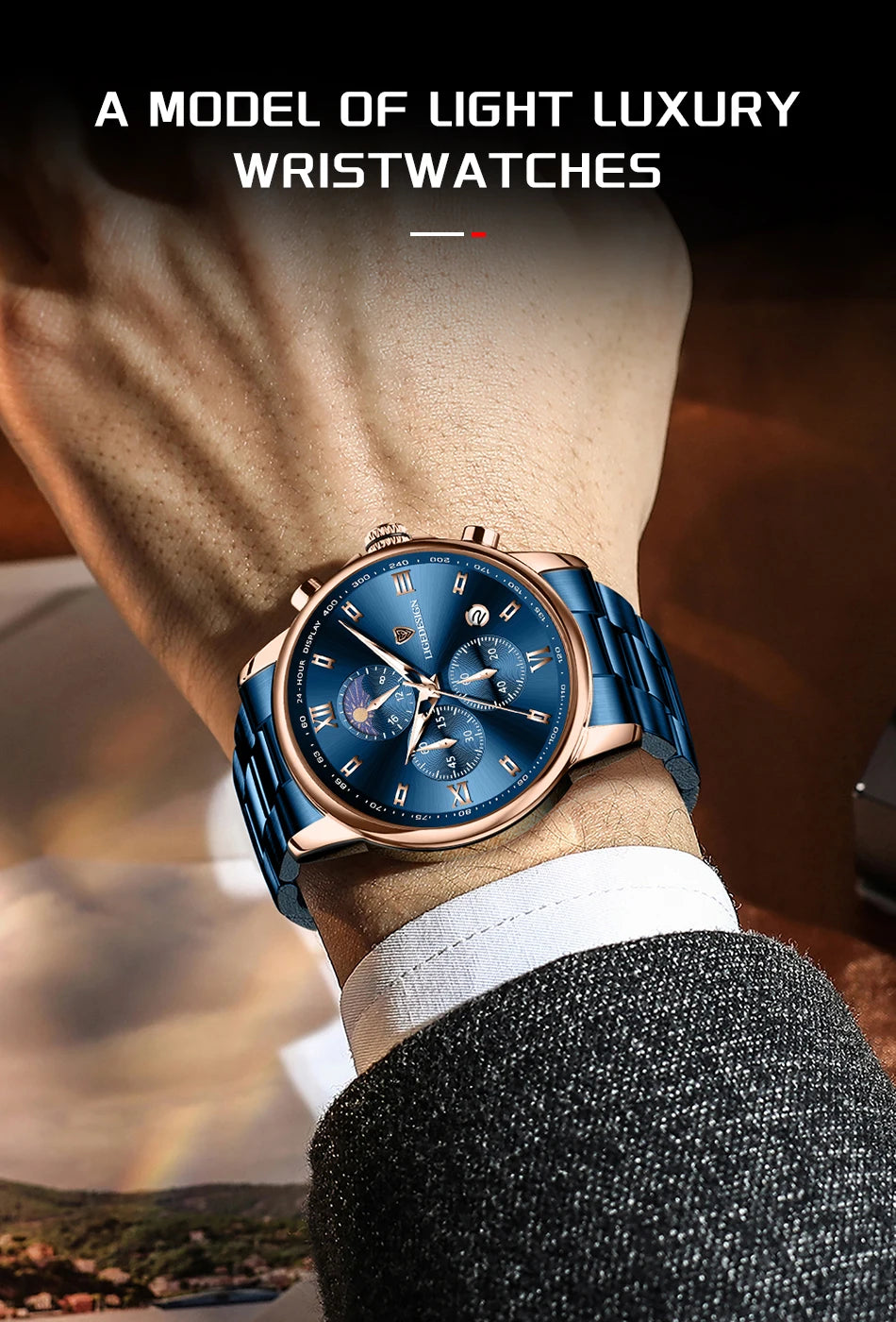 LIGE Band Luxury Watch for Man Quartz Sports Men Watch Waterproof Luminous Stainless Steel Chronograph Men's Watches Clock Reloj