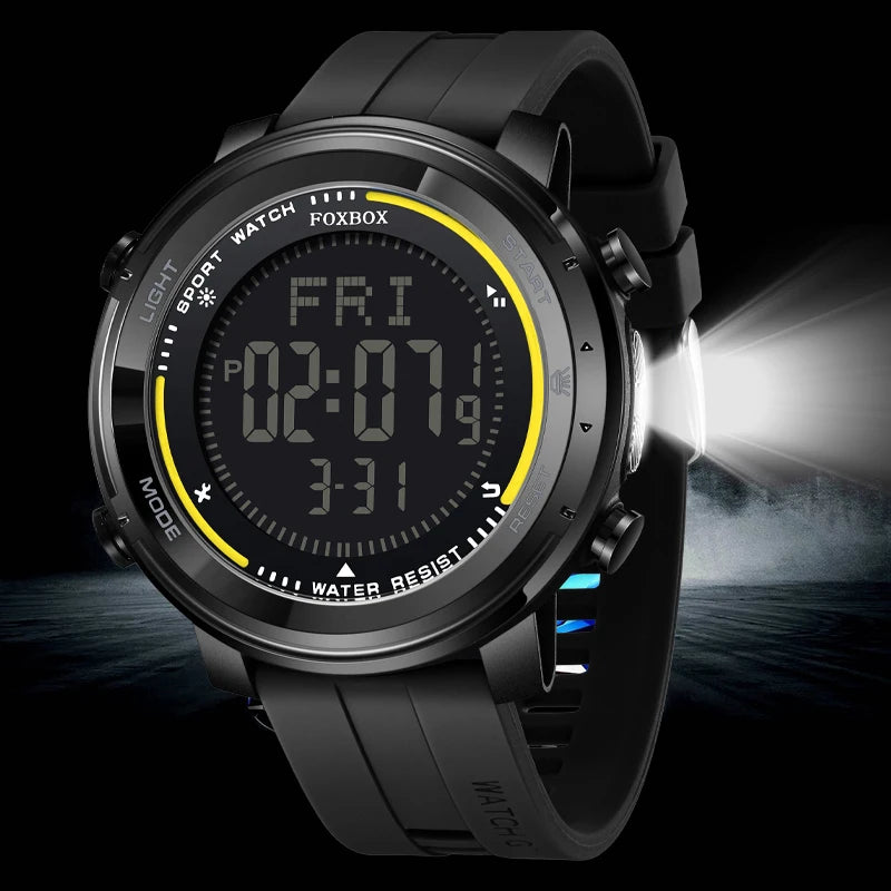 LIGE Digital Watches for Men Flashlight Outdoor Sport Electronic Watches LED Luminous Waterproof Man Watch Chronograph Clock