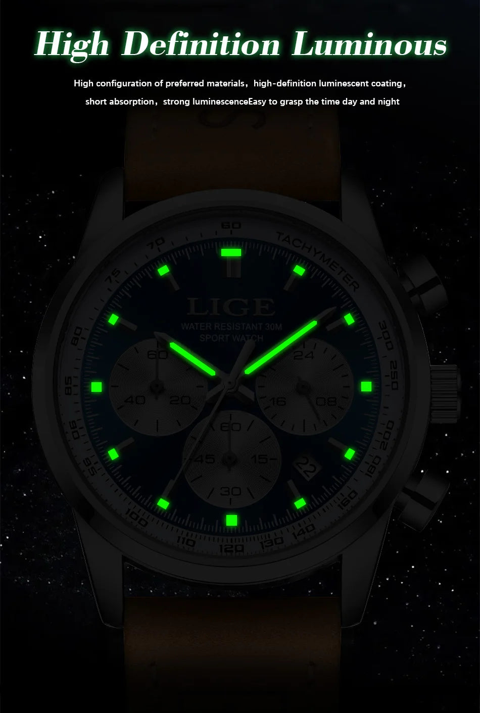 LIGE  Fashion Military Watches for Men Luxury Original Sports Chronograph Watch Waterproof Quartz Clock Digital WristWatch