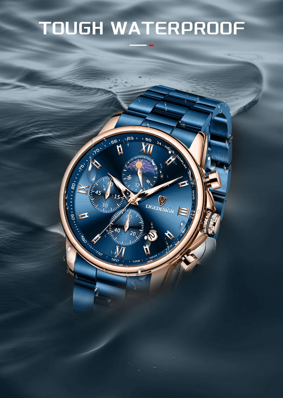 LIGE Band Luxury Watch for Man Quartz Sports Men Watch Waterproof Luminous Stainless Steel Chronograph Men's Watches Clock Reloj