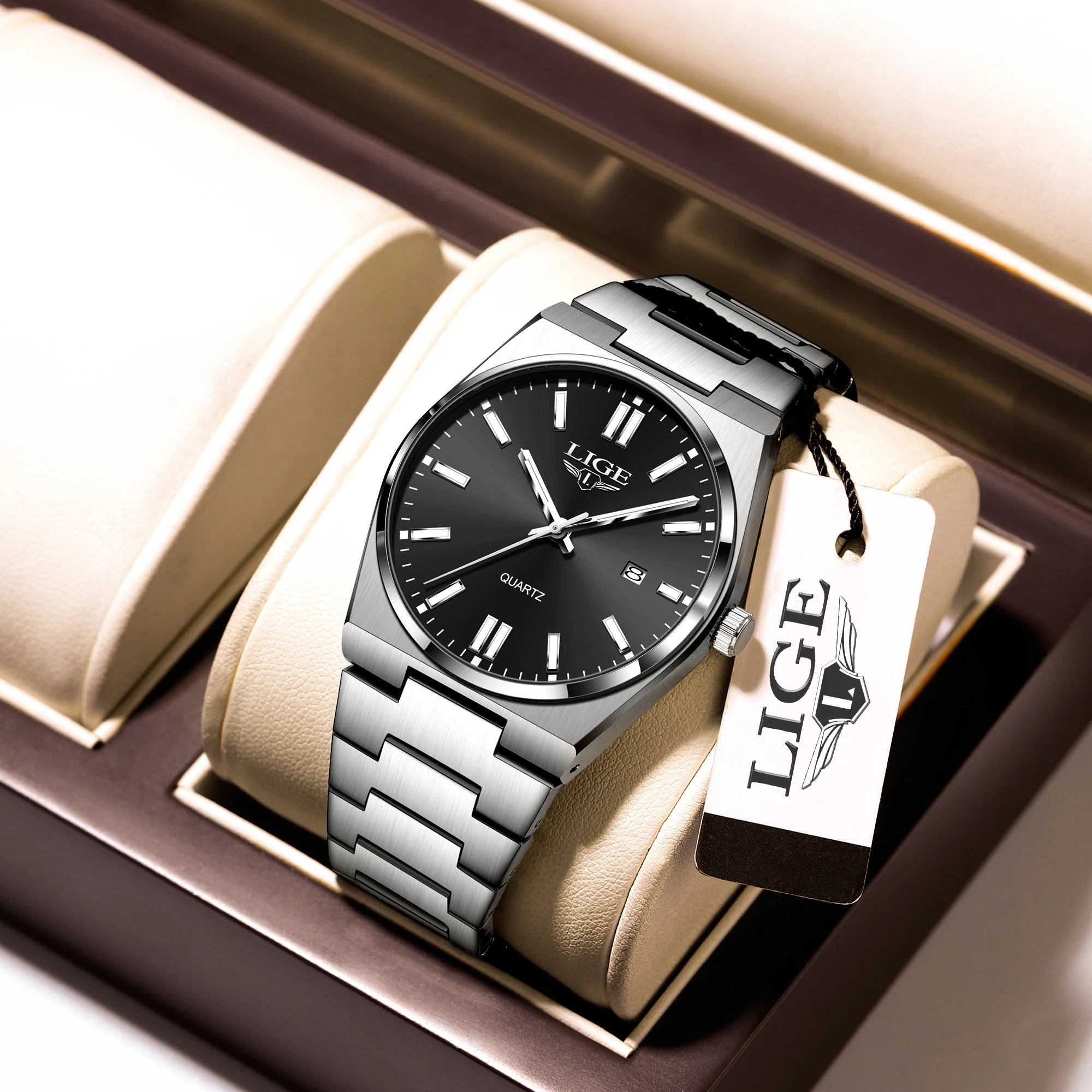 LIGE Luxury Fashion Men's Watch  30M Waterproof Luminous Date Quartz Watch Business Minimalist Watches Montre Pour Hommes Reloj