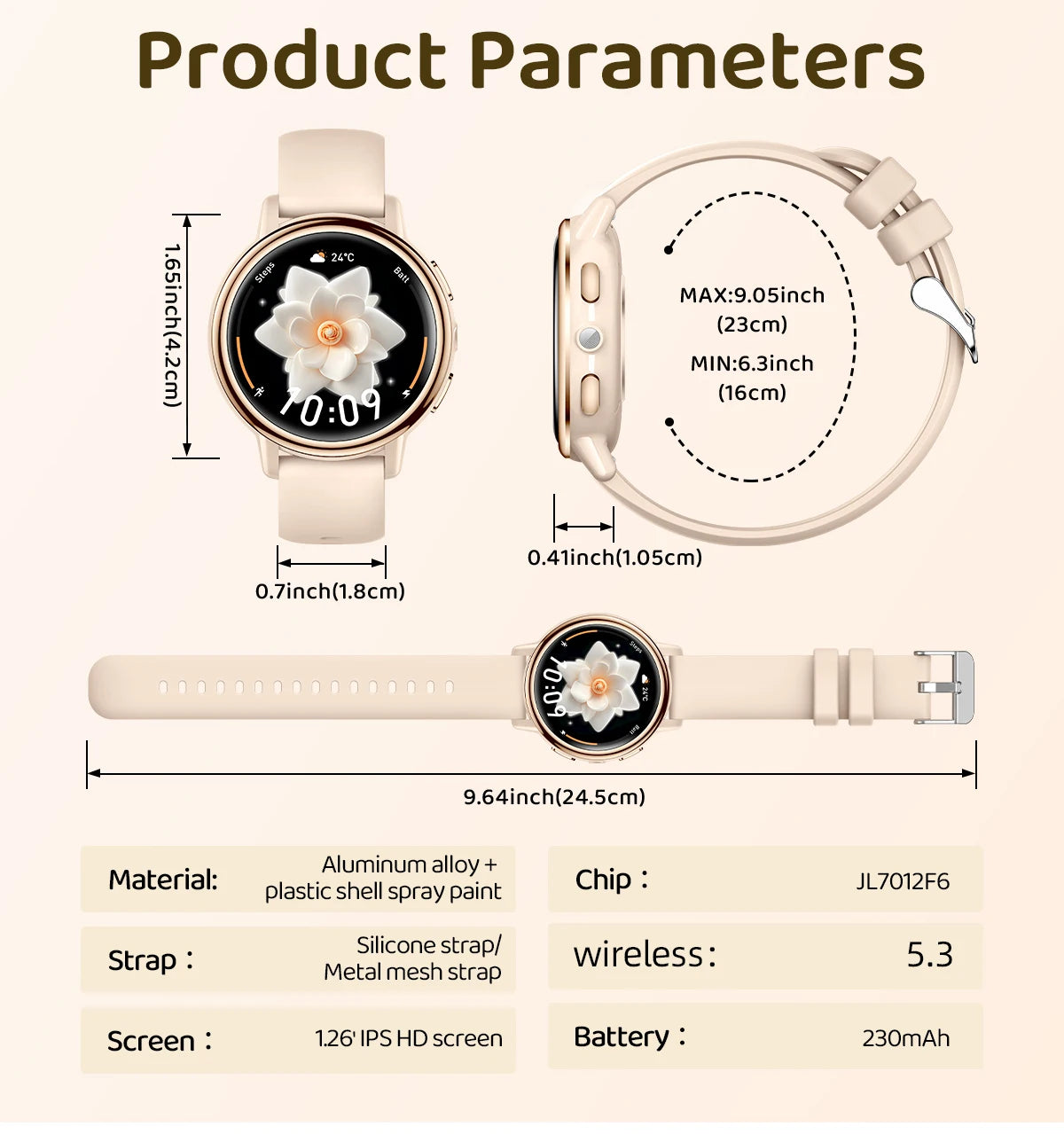 LIGE New Women Smart Watch Luxury 1.26’’ HD Screen Bluetooth Call Smartwatch Ladies Full Touch Flashlight Waterproof Smartwatch