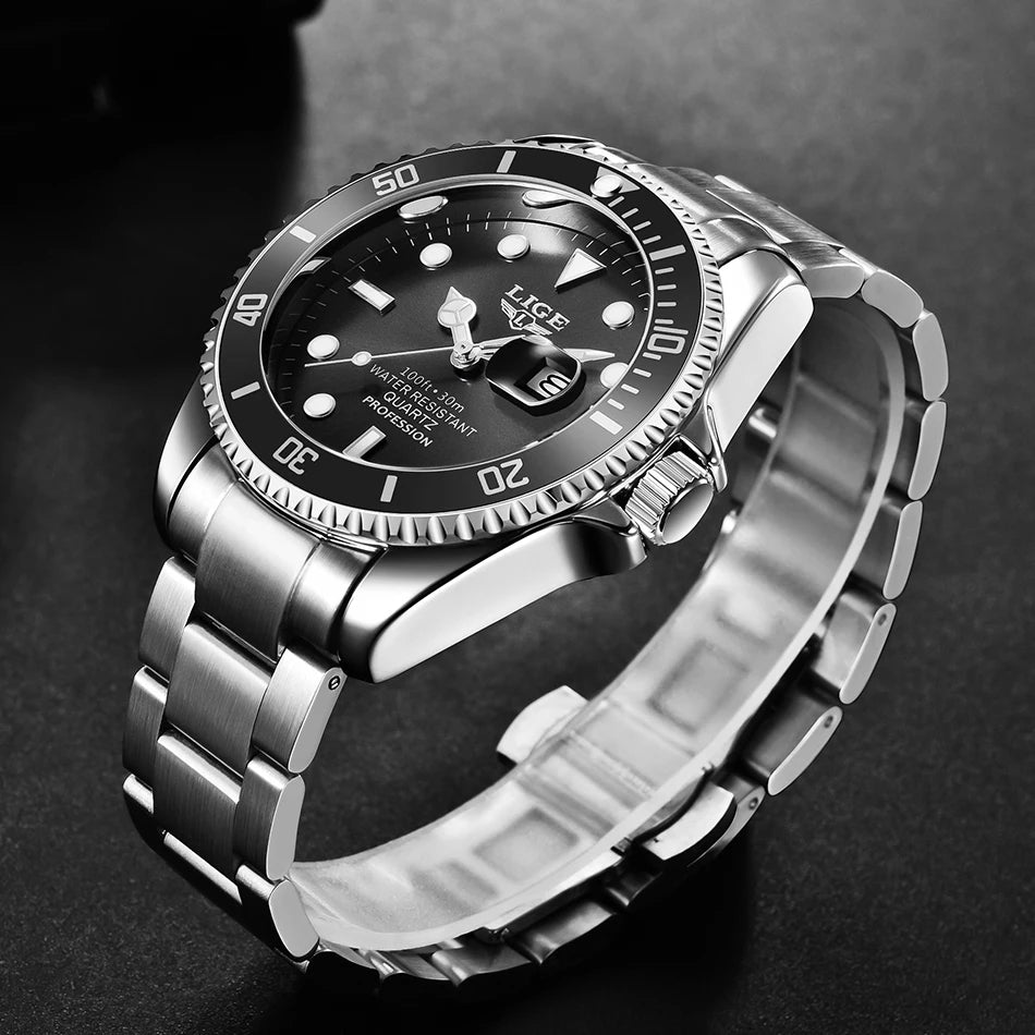 LIGE Watch For Men Top Brand Luxury Fashion Men Watch Casual Business Waterproof Chronograph Quartz Wristwatches Montre Homme