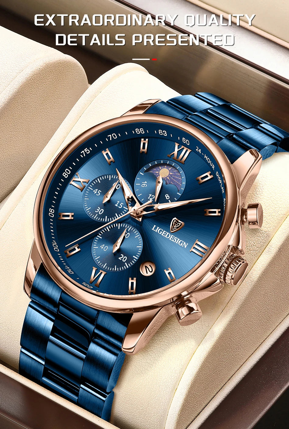 LIGE Band Luxury Watch for Man Quartz Sports Men Watch Waterproof Luminous Stainless Steel Chronograph Men's Watches Clock Reloj