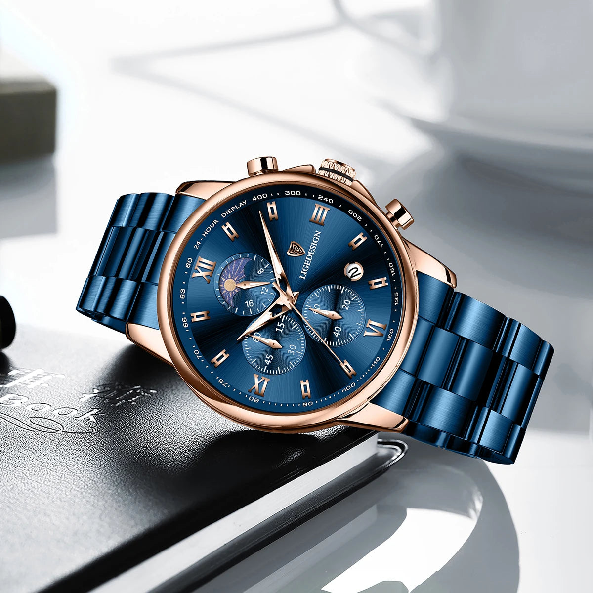 LIGE Band Luxury Watch for Man Quartz Sports Men Watch Waterproof Luminous Stainless Steel Chronograph Men's Watches Clock Reloj