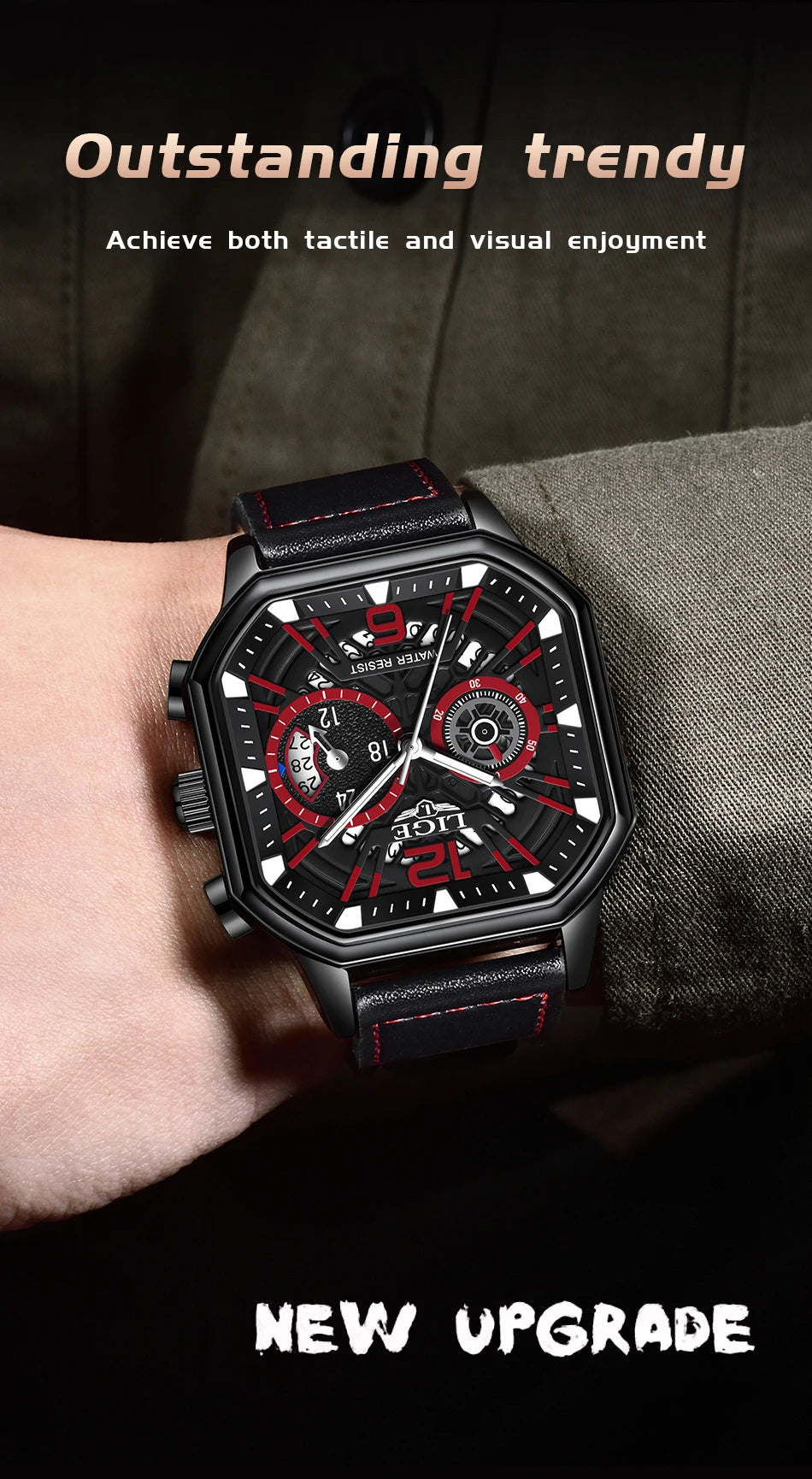 LIGE Fashion Mens Watch Leather Clock Brand Luxury Sport Chronograph Quartz Watches For Men Wrist Watch Relogios Masculino+Box