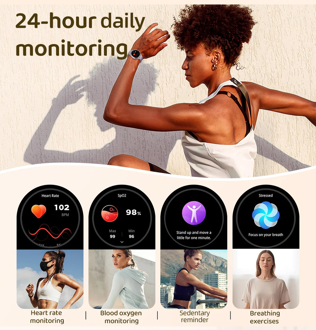 LIGE Lady Fashion Smart Watch 1.26" HD Heart Rate Women's Health Bluetooth Voice Call Waterproof Flashlight Smartwatch New 2025