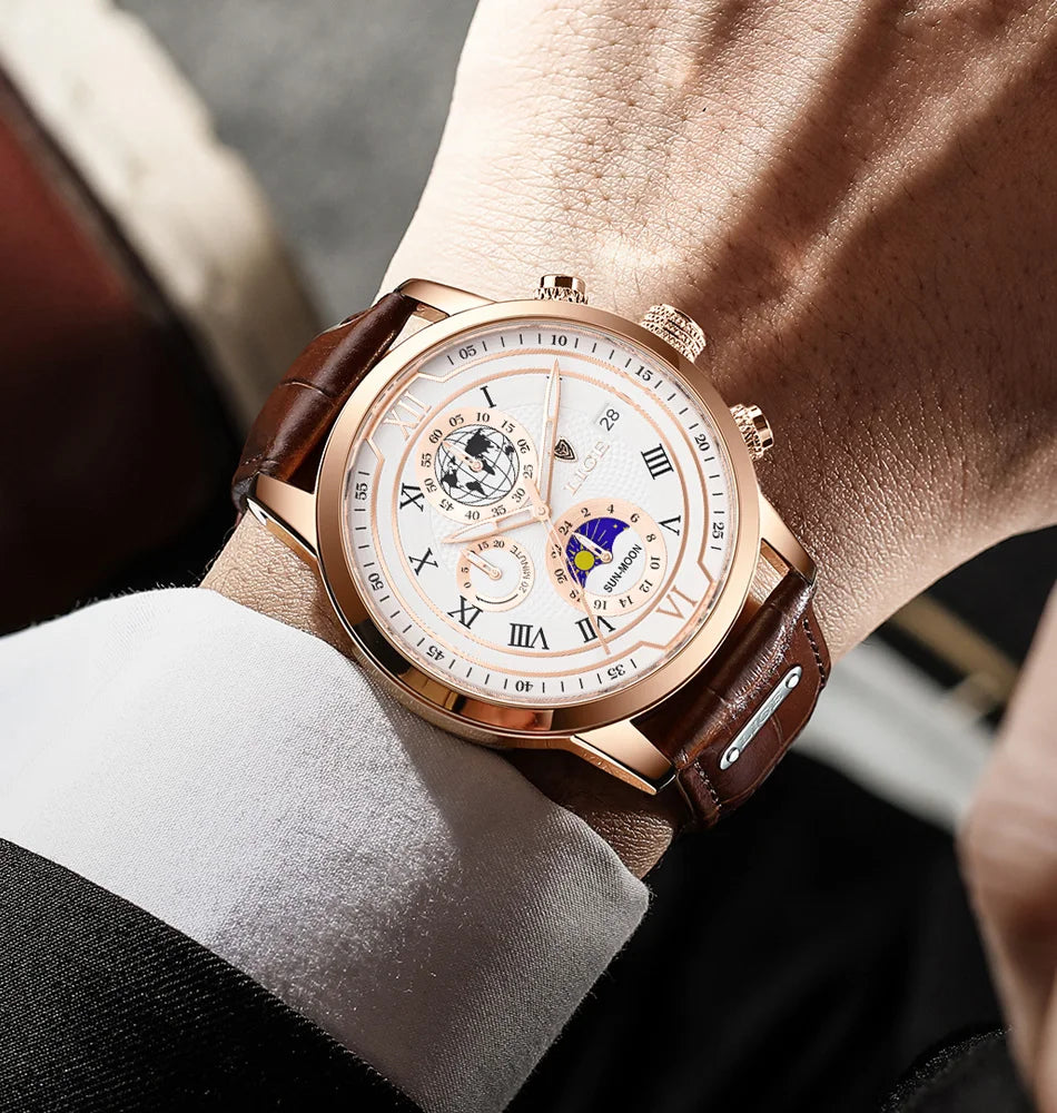 LIGE Mens Watches Luxury Waterproof Luminous Quartz Watch For Men Business Fashion Casual Man Date Chronograph Relogio Masculino