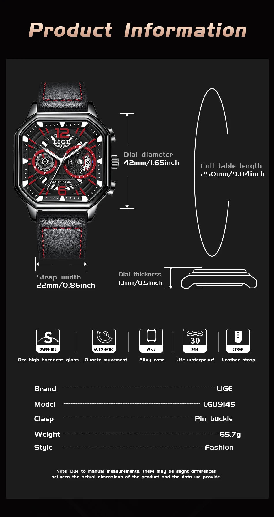 LIGE Fashion Mens Watch Leather Clock Brand Luxury Sport Chronograph Quartz Watches For Men Wrist Watch Relogios Masculino+Box