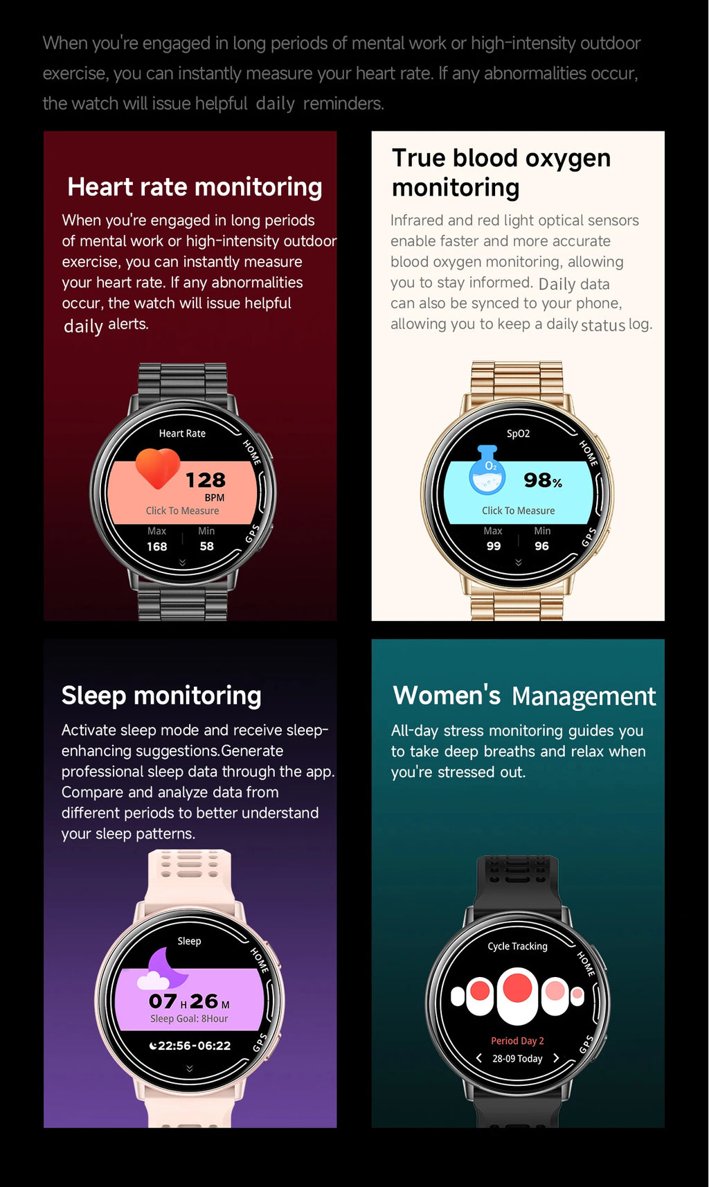 LIGE 2026 Women Sports Smart Watch New Built-in GPS Bluetooth Call 1.39'' Display Heart Rate Monitor 1ATM Waterproof SmartWatch