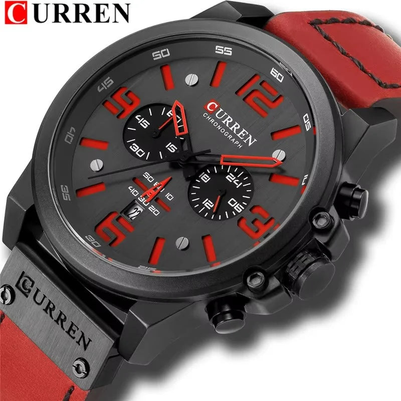 Curren 8314 Quartz Watch for Men Chronograph Sport Mens Watches Clock Leather Male Wristwatch Relogio Masculino Fashion Gift