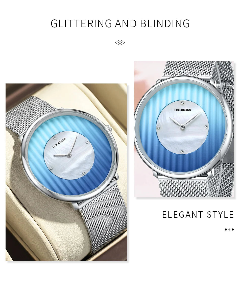 LIGE Brand Luxury Silver Watch Women Small Dial Mesh Band Ladies Watch Fashion Elegent Quartz Wristwatch Gift relogio feminino