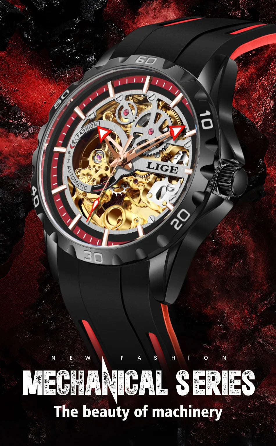 LIGE Men's Luxury Watches Mechanical Watches Chronograph Watch for Men Automatic Original Brand Stainless Steel Tourbillon Clock