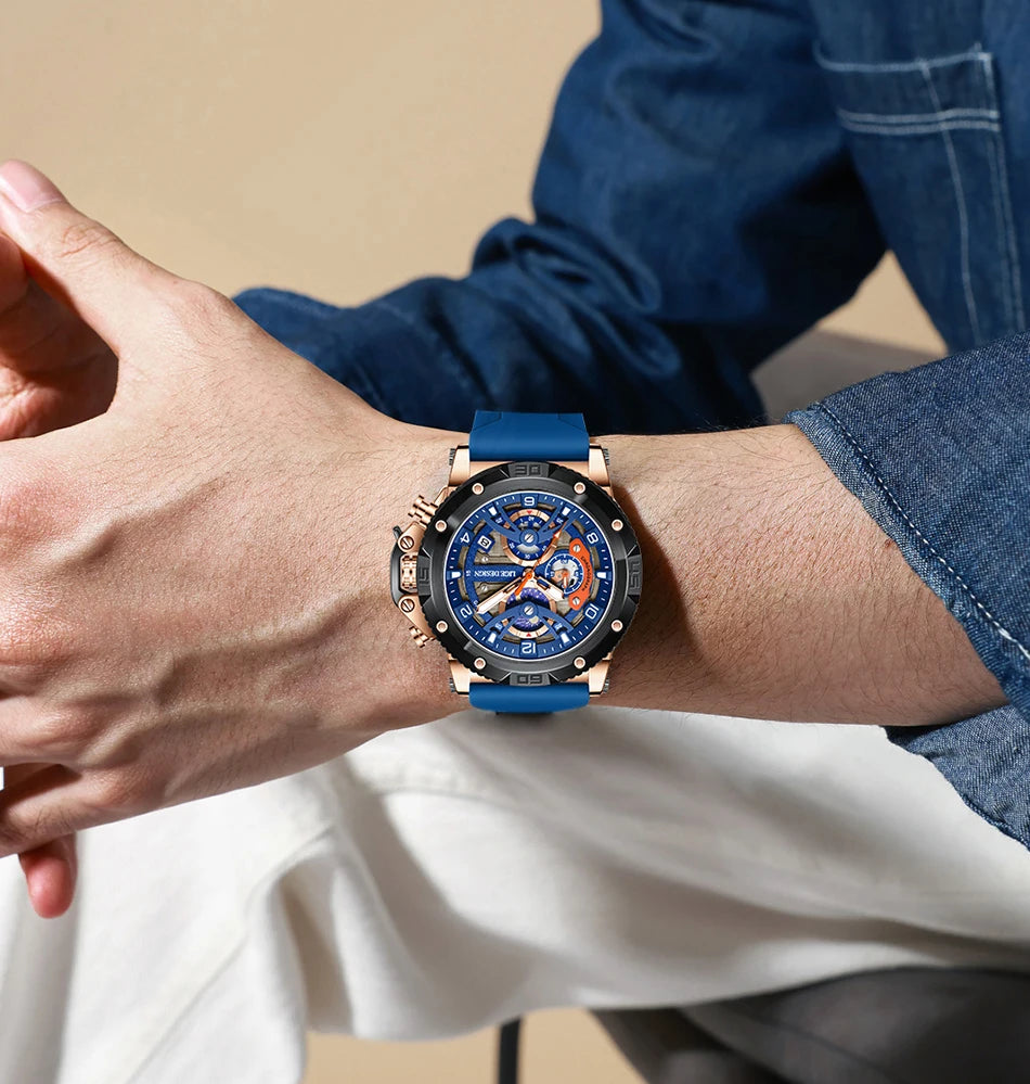 LIGE New Luxury Mens Watch Fashion Sports Dive Watches Men Waterproof Luminous Chronograph Quartz Wristwatches Reloj Hombre