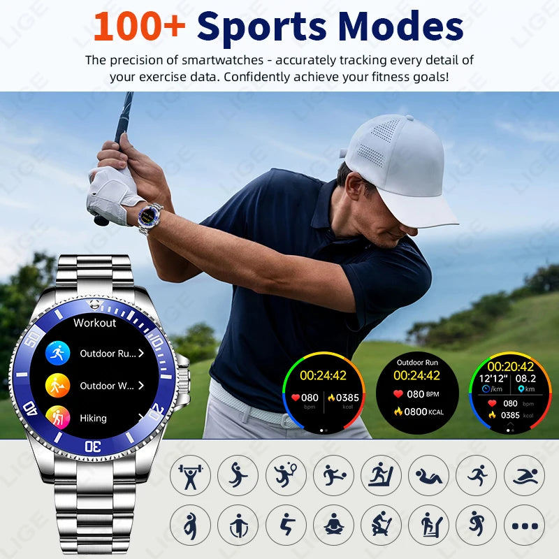 LIGE 2026 Style Luxury Smart Watch For Men Waterproof Sport Digital Business Smart Watches For Gift Smart Band Dials Answer Call