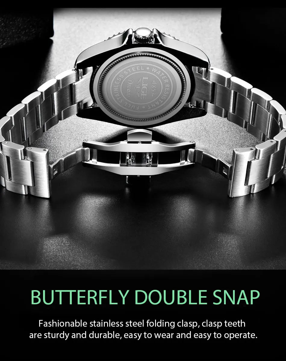 LIGE Watch For Men Top Brand Luxury Fashion Men Watch Casual Business Waterproof Chronograph Quartz Wristwatches Montre Homme