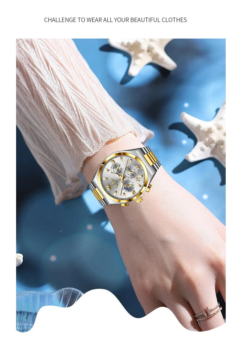 LIGE Watches For Women Elegant Luminous Date Women's Quartz Watches Stainless Steel Sports Waterproof Bracelet Watch Women Gift