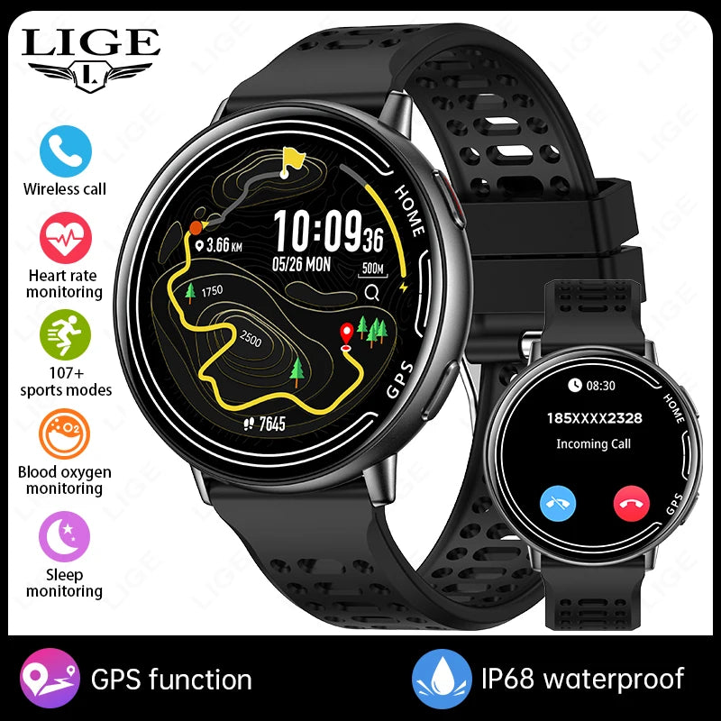 LIGE 2026 Women Sports Smart Watch New Built-in GPS Bluetooth Call 1.39'' Display Heart Rate Monitor 1ATM Waterproof SmartWatch