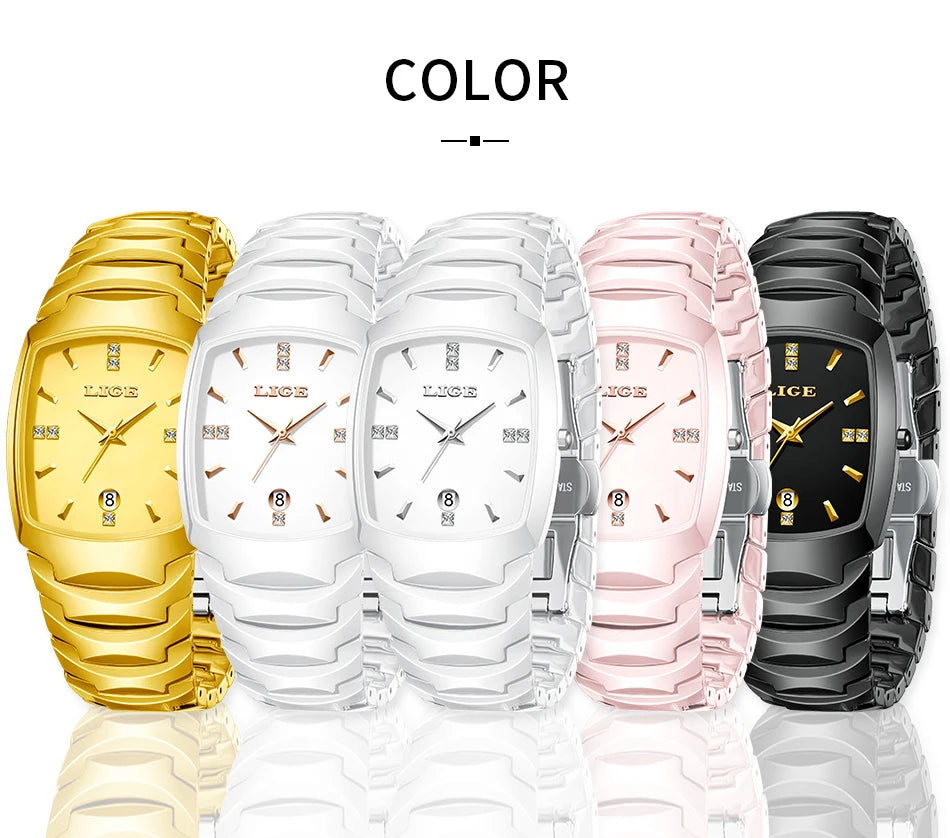 LIGE New Ladies Waterproof Watch Luxury Ceramic Braceletz Women Watches Creative Fashion Original Elegant Quartz Wristwatch Gift