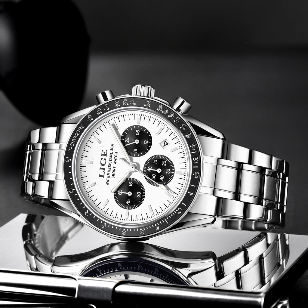 LIGE New Top Luxury Men Business Watches Fashion Large Dial Calendar Quartz Watch Reloj Hombre reloj hombre