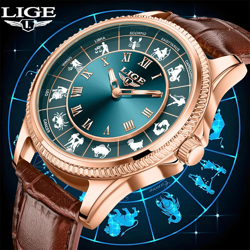 LIGE 2026 Fashion Watches For Man Luxury Creative 30M Waterproof Luminous Constellation Quartz Watch Wristwatches Reloj Hombre
