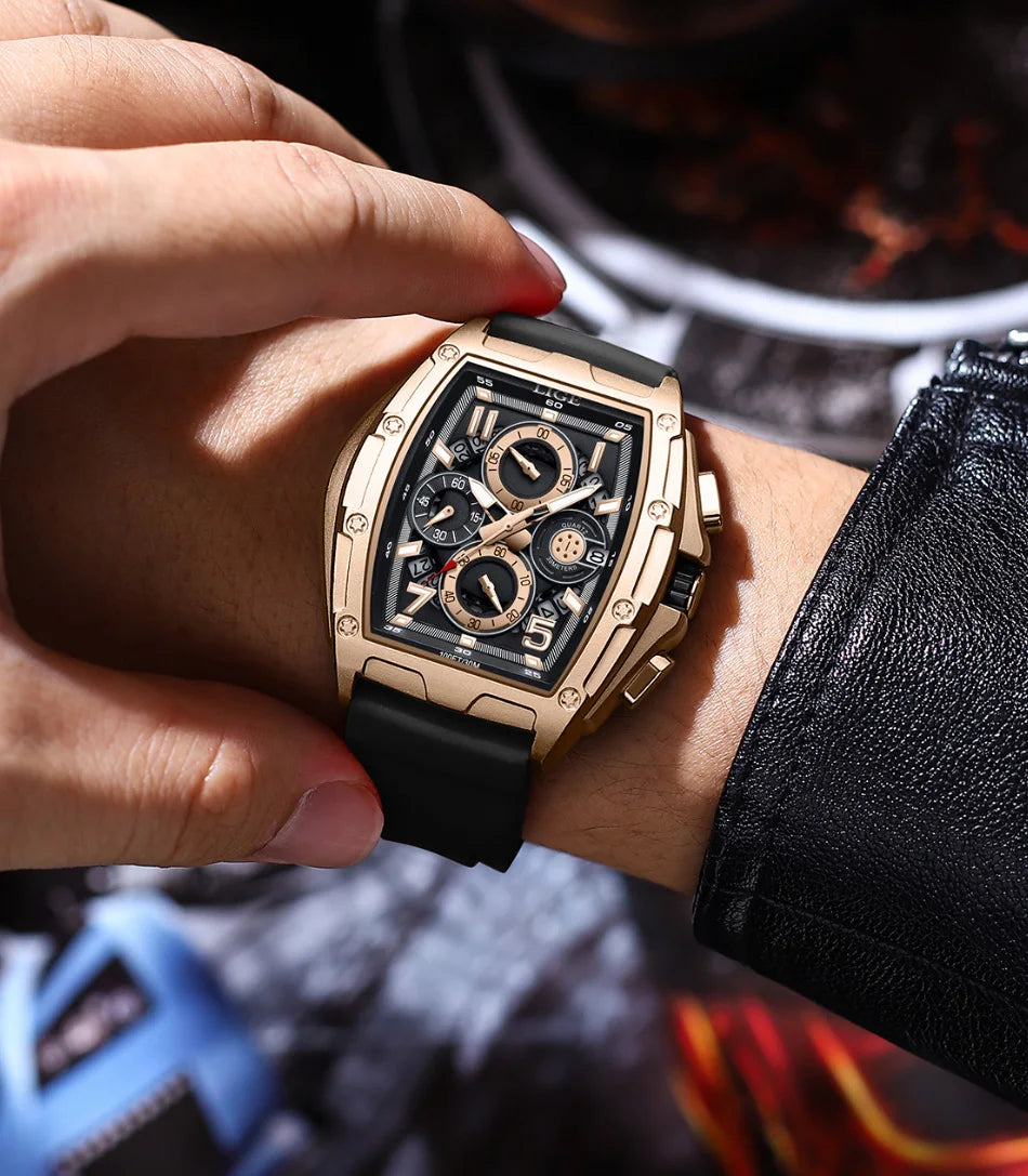 LIGE  Luxury Men‘s Watches Business Waterproof Male Clock Luminous Silicone Band Date Square Quartz Man Watches Reloj Hombre