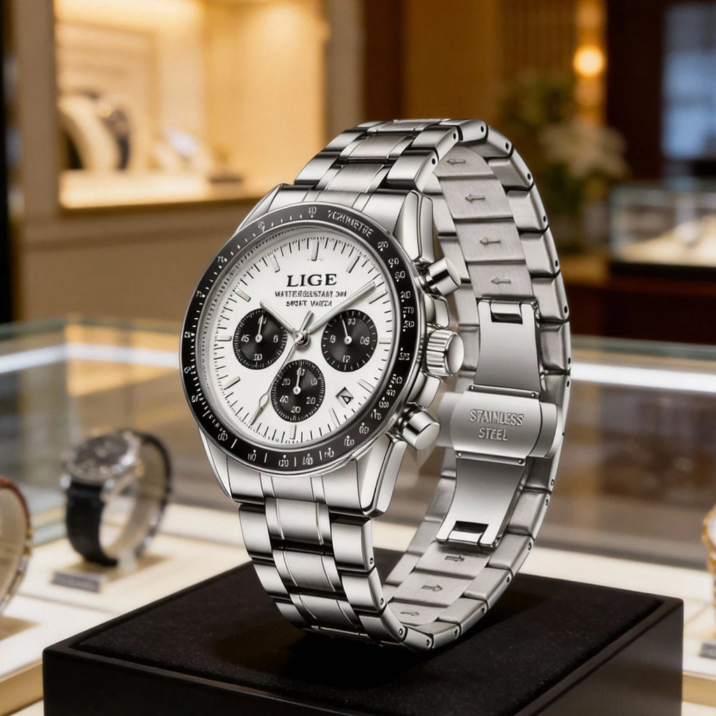 LIGE New Top Luxury Men Business Watches Fashion Large Dial Calendar Quartz Watch Reloj Hombre reloj hombre