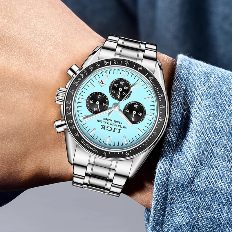 LIGE Fashion Mens Watches Top Brand Luxury Business Watch For Men Full Steel Waterproof Quartz Chronograph Relogios Masculino
