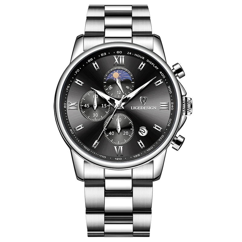 LIGE Band Luxury Watch for Man Quartz Sports Men Watch Waterproof Luminous Stainless Steel Chronograph Men's Watches Clock Reloj