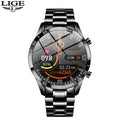 LIGE Men Smart Watch Bluetooth Call Luxury Full Circle Touch Screen Steel Band Waterproof Sports Fitness Watch For Android IOS