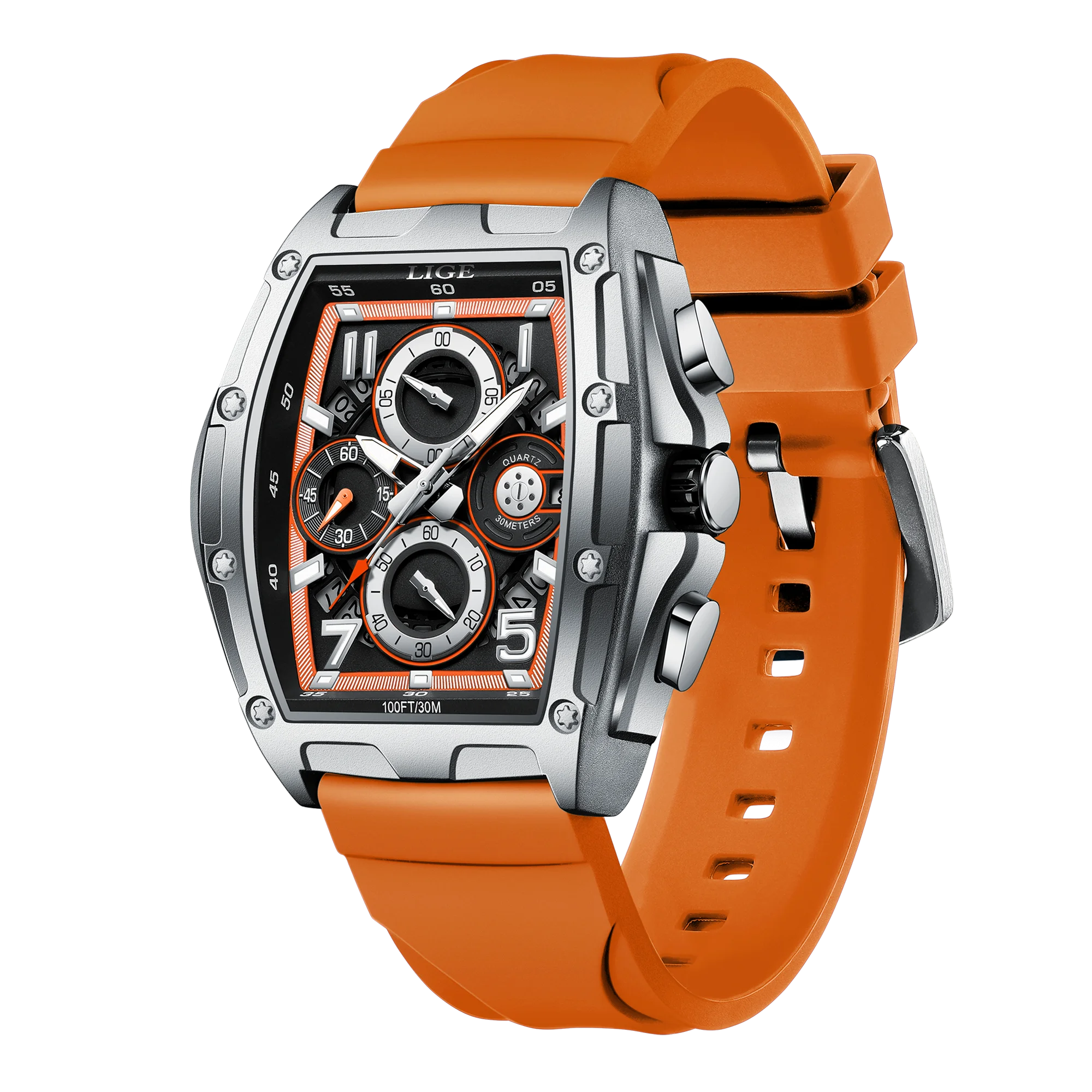 LIGE  Luxury Men‘s Watches Business Waterproof Male Clock Luminous Silicone Band Date Square Quartz Man Watches Reloj Hombre