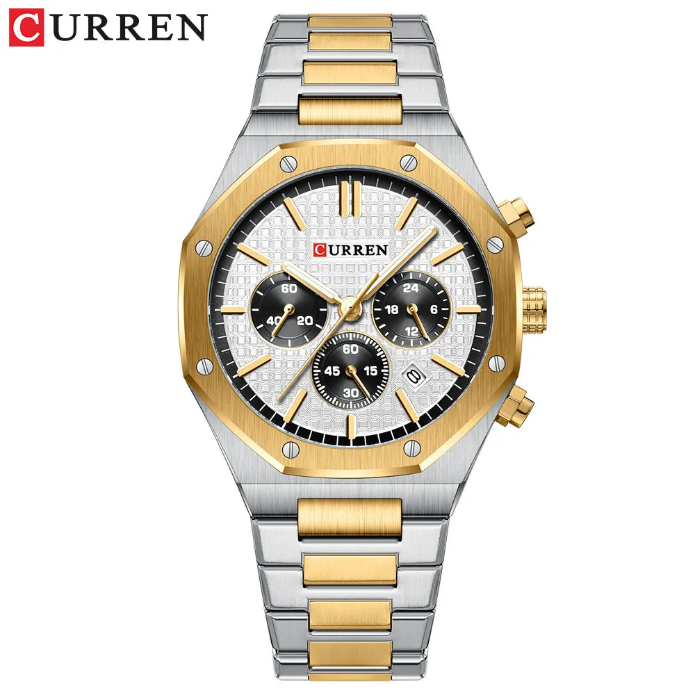CURREN 8440 Fashion Men's Quartz Watch Multifunction Chronograph Calendar Luminous Wrsitwatch Casual Sports Watches for Man