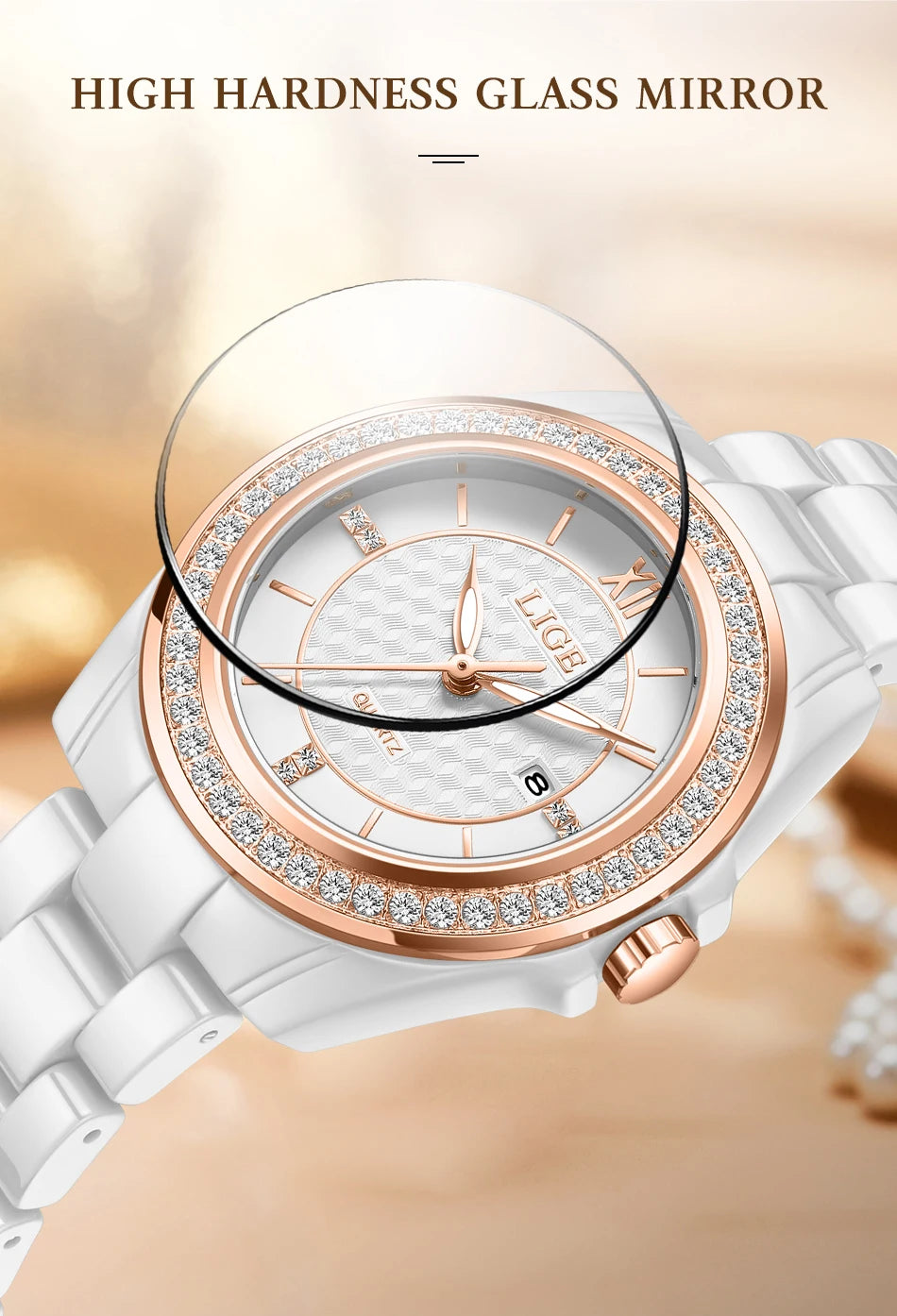 LIGE New Ceramic Watch Women Top Brand Luxury Creative Waterproof Watches For Women Fashion Elegant Luminous Ladies Quartz Watch