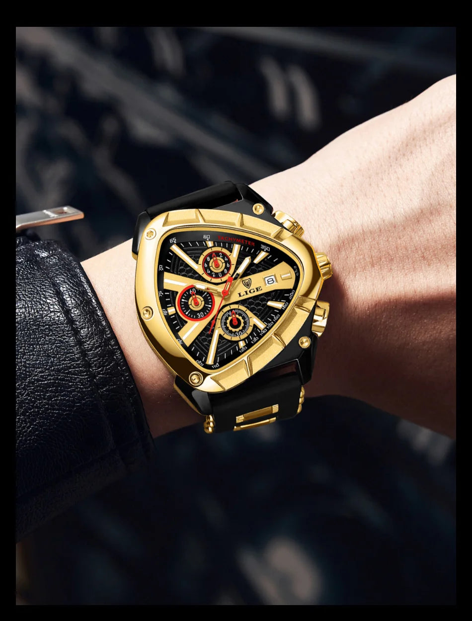 LIGE Original Luxury Unisex Watch Waterproof Sport Quartz Wrist Watches Business Big Dial Wristwatches Relogio Masculino+BOX