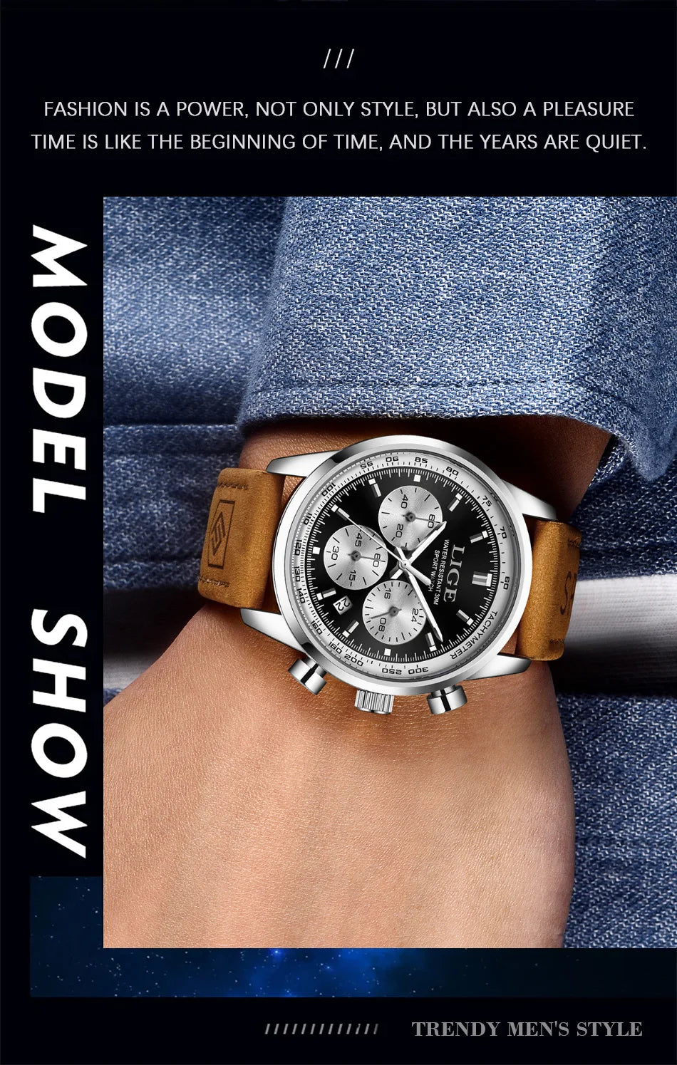 LIGE  Fashion Military Watches for Men Luxury Original Sports Chronograph Watch Waterproof Quartz Clock Digital WristWatch