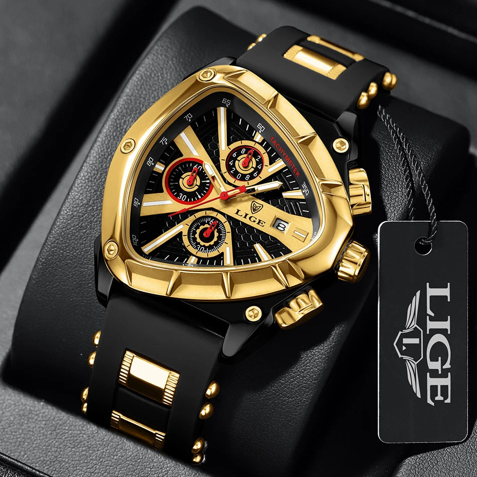 LIGE Original Luxury Unisex Watch Waterproof Sport Quartz Wrist Watches Business Big Dial Wristwatches Relogio Masculino+BOX
