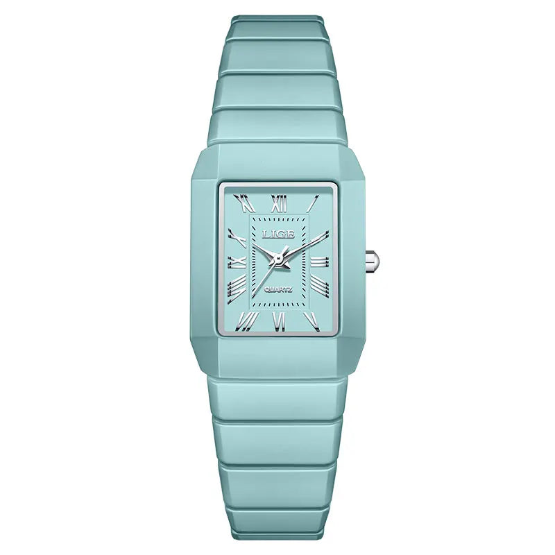 LIGE Women's Watch Ceramic Fashion Quartz Wristwatch Elegant Waterproof Vintage Watches Ultra-thin Watch for Women Reloj Hombre