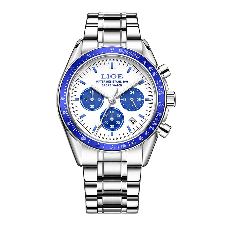 LIGE Men Watches Luminous Calendar Business Quartz Watch Mens Top Brand Luxury Sport Waterproof Stainless Steel Man Wristwatches
