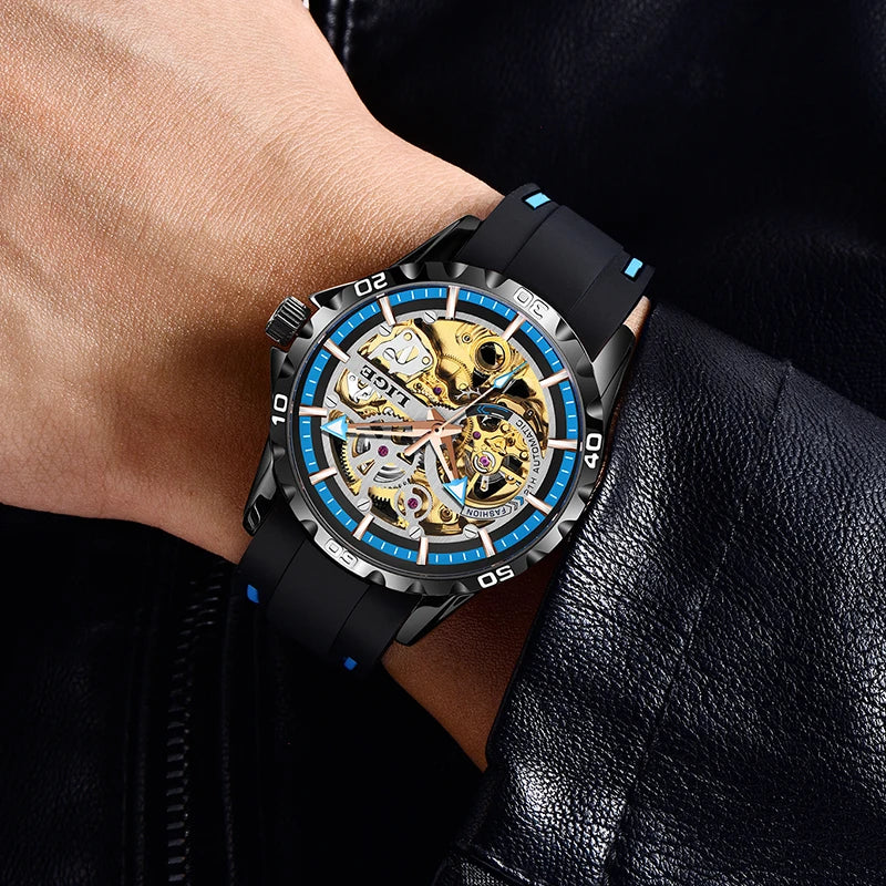 LIGE Men's Luxury Watches Mechanical Watches Chronograph Watch for Men Automatic Original Brand Stainless Steel Tourbillon Clock