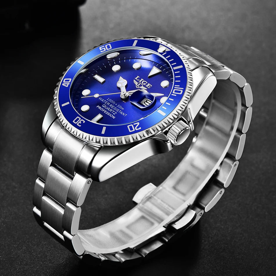LIGE Watch For Men Top Brand Luxury Fashion Men Watch Casual Business Waterproof Chronograph Quartz Wristwatches Montre Homme