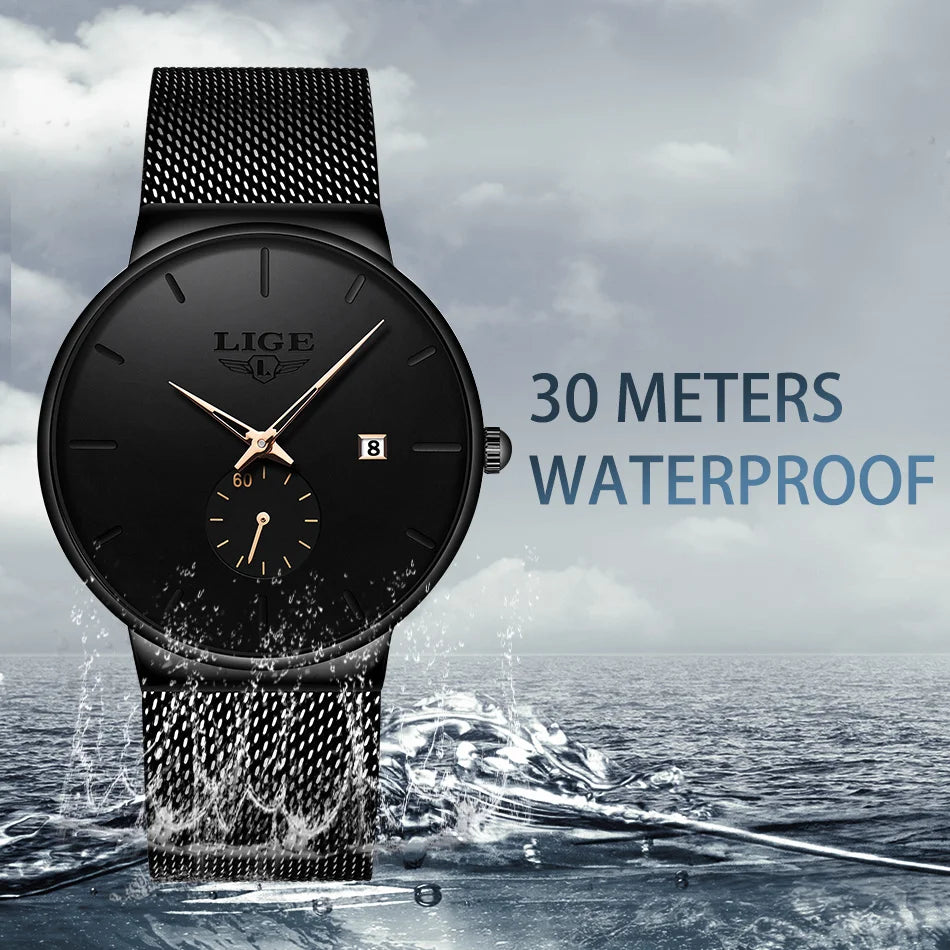 LIGE mens wristwatch simple luxury fashion clock quartz men sports watches Waterproof Watches Gift For Men Relogio Masculino+BOX