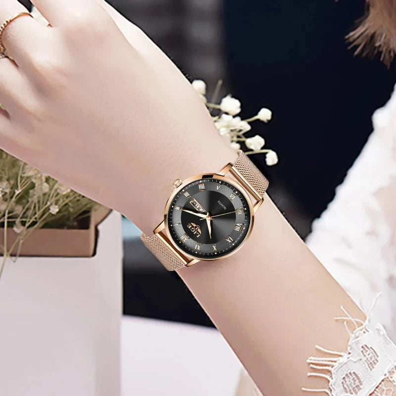 LIGE New Watch Women Luxury Watches Ladies Creative Steel Women's Bracelet Watches Female Waterproof Clock Relogio Feminino