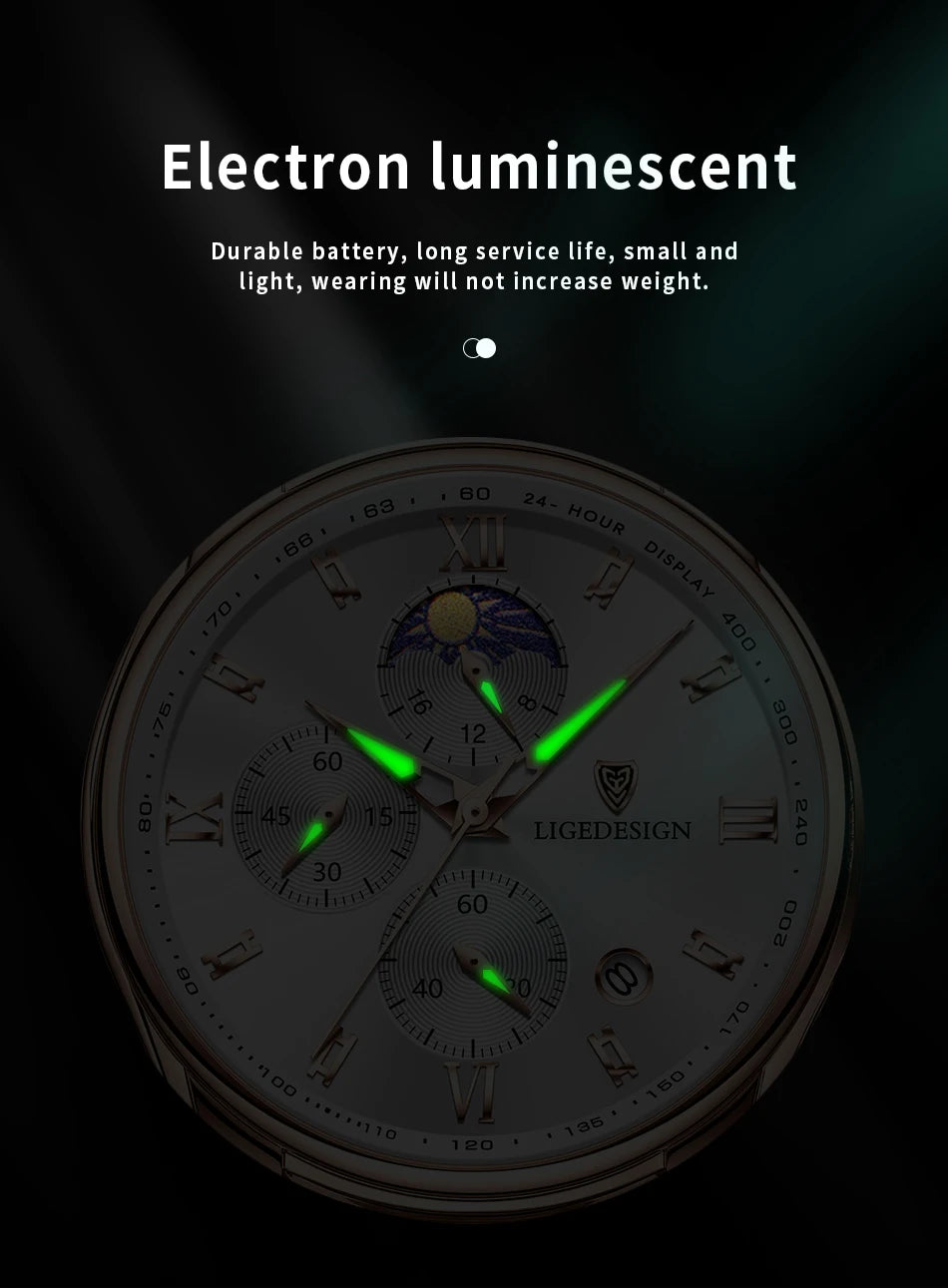 LIGE Men Date Clock Watches Male Chronograph Watch for Men Business Fashion Watch Man Top Brand Luxury Leather Quartz Wristwatch