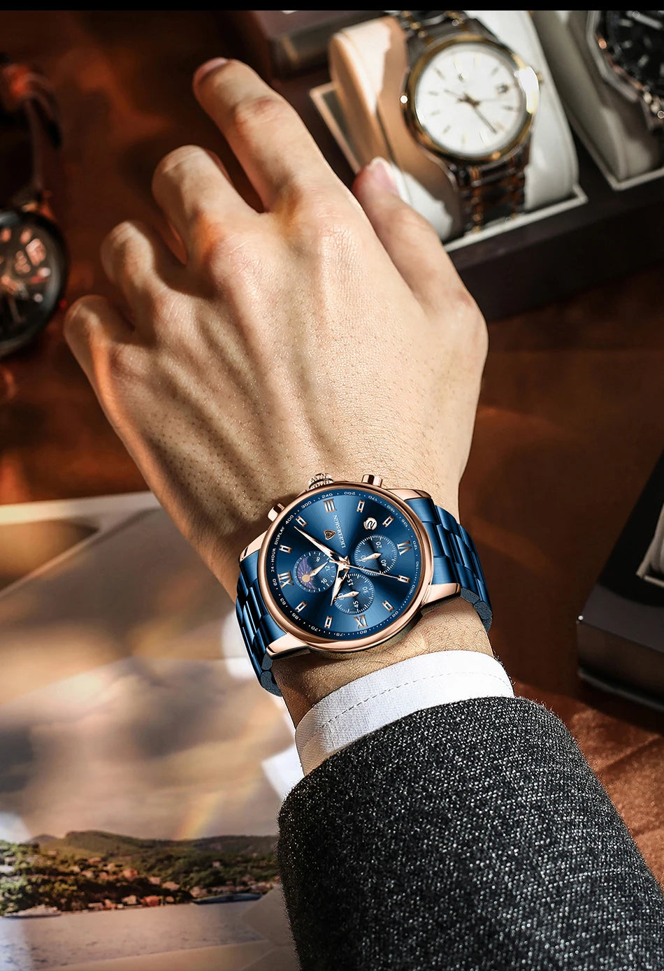 LIGE Band Luxury Watch for Man Quartz Sports Men Watch Waterproof Luminous Stainless Steel Chronograph Men's Watches Clock Reloj