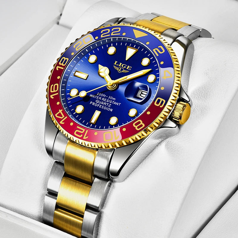 LIGE Watch For Men Top Brand Luxury Fashion Men Watch Casual Business Waterproof Chronograph Quartz Wristwatches Montre Homme