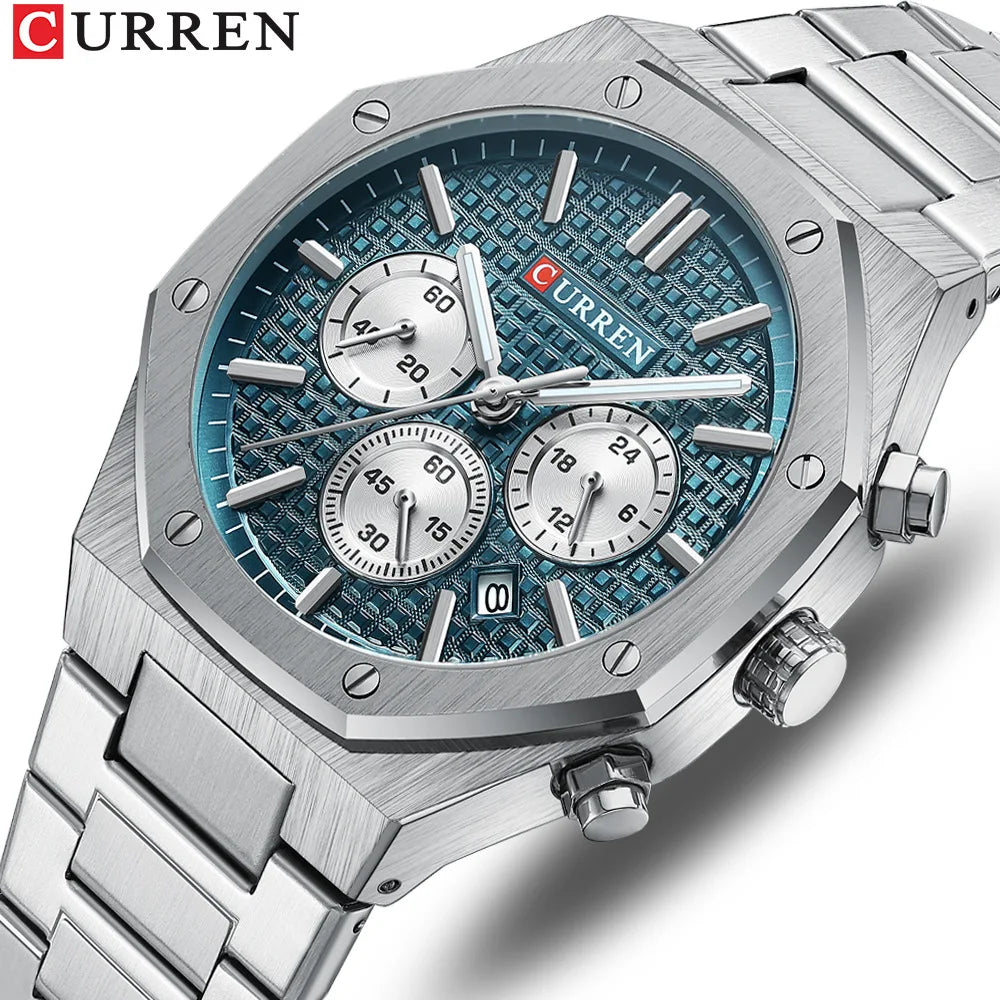 CURREN 8440 Fashion Men's Quartz Watch Multifunction Chronograph Calendar Luminous Wrsitwatch Casual Sports Watches for Man