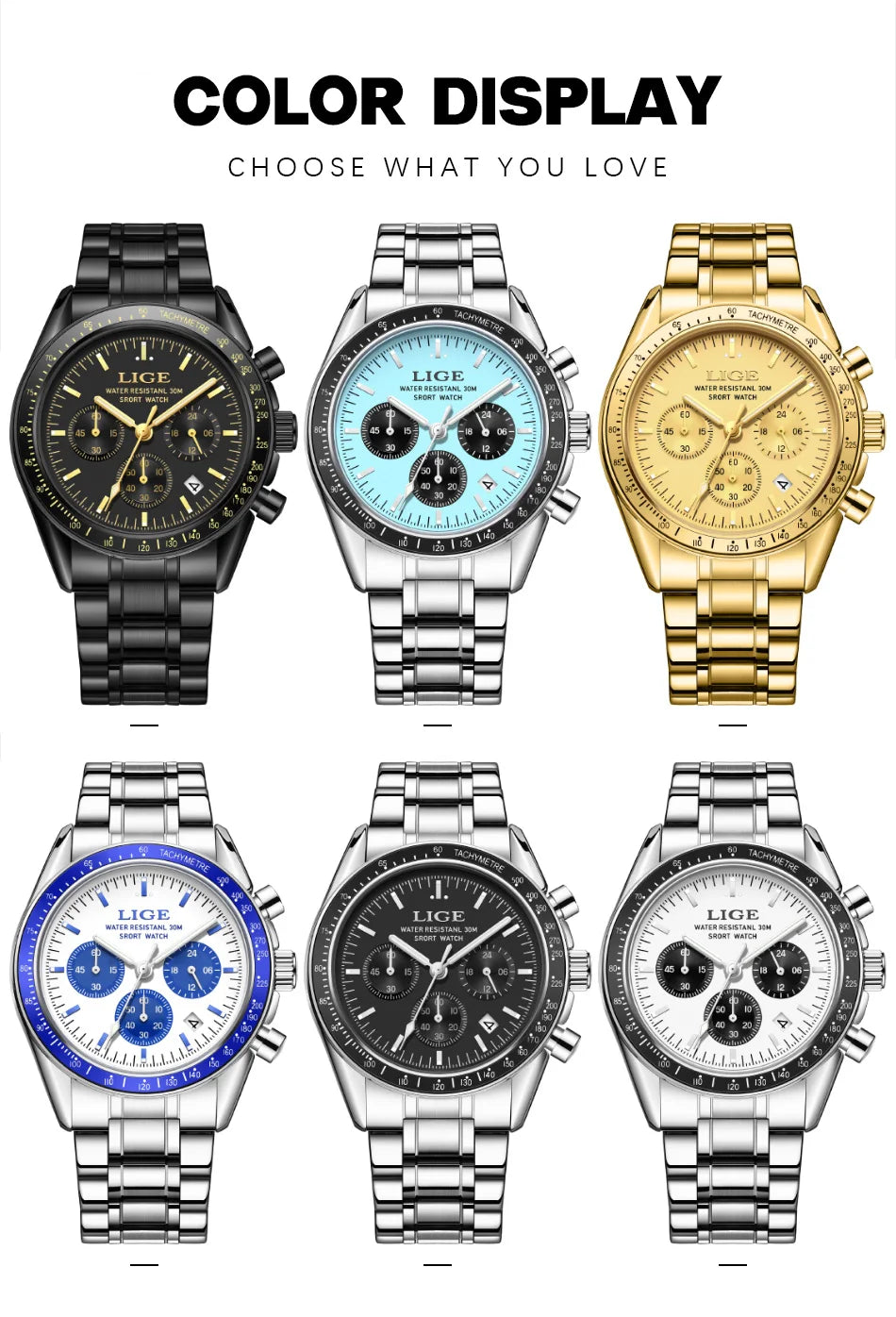LIGE Fashion Mens Watches Top Brand Luxury Business Watch For Men Full Steel Waterproof Quartz Chronograph Relogios Masculino