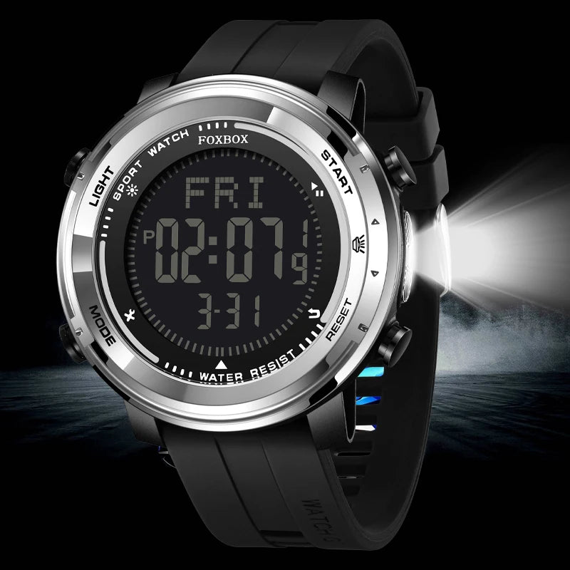 LIGE Digital Watches for Men Flashlight Outdoor Sport Electronic Watches LED Luminous Waterproof Man Watch Chronograph Clock
